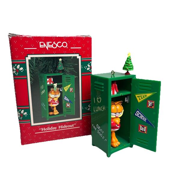 Enesco Other - Enesco Garfield Christmas Ornament Holiday Hideout Box Gift Vintage 90s Xmas